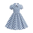 thumbnail image 3 of HAYIMI Child Girls Summer Casual Short Sleeve Polka Dot Print Dress With Collar Soft Playwear Toddlers Kids Lapel Comfort Dresses, 3 of 3