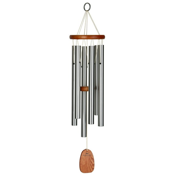 Woodstock Wind Chimes Signature Collection, Amazing Grace Chime, Medium 24'' Silver Wind Chime AGMS