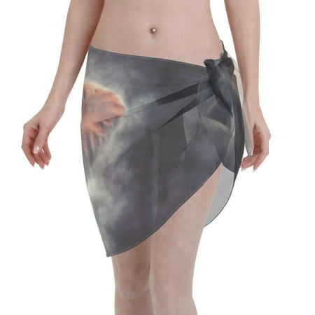 Disketp Elephant In Smoke Women Swimsuit Cover Up Short Chiffon Summer Beach Sarong Bikini Wrap Skirt Bathing Suit