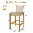 thumbnail image 4 of Costway Ensemble de 4 Tabourets de Bar en Bois pour Patio Chaises de Bar en Rotin Hauteur de Bar avec Dossier Porche Balcon, 4 of 8