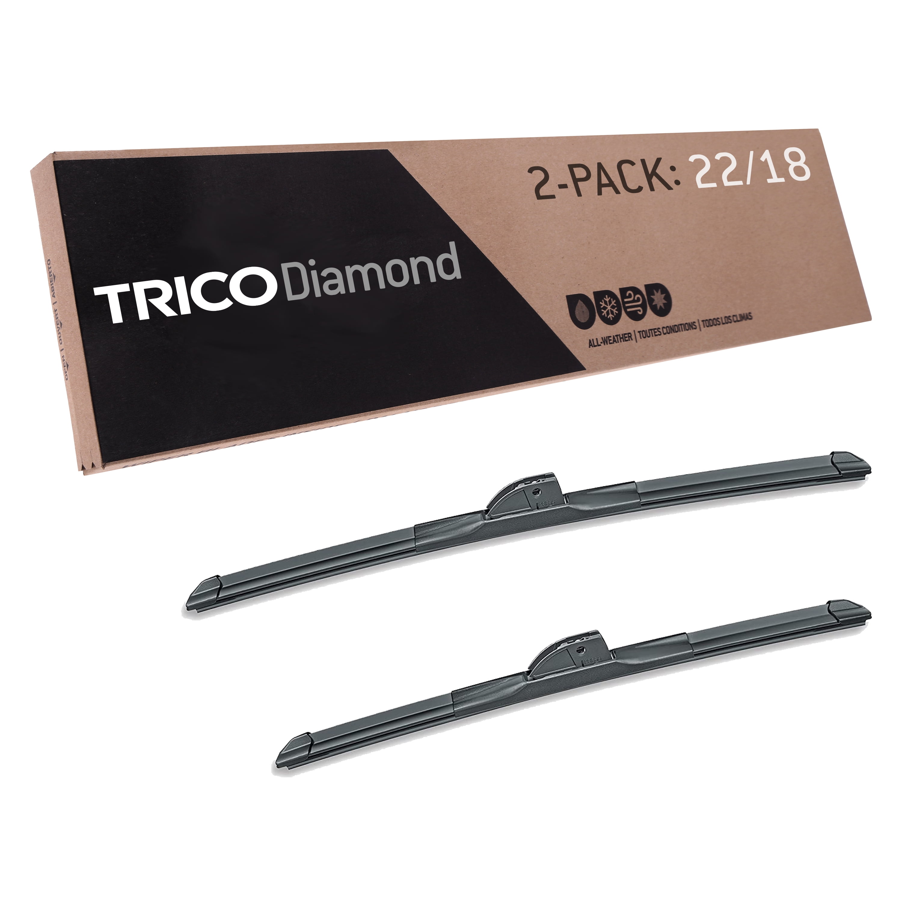TRICO Diamond 2 Pack, 22" and 18" High Performance Replacement Windshield Wiper Blades (252218