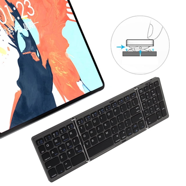 Universal Multi Device BT Keyboard, Triple Fold cordless Keyboard with Scissor Switch Keys, Concealed Structure Silent Keyboard for Tablet Phone