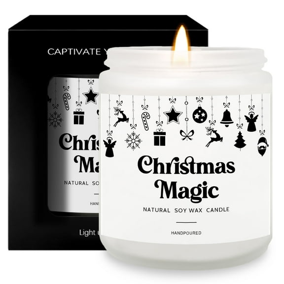 1pc Lavender Scented Candle Merry Christmas Gift for Women Men Adult Coworker Friends Exchange White Elephant Winter Xmas Decor Home Decorations Wreaths Wrap Stockings Snowflakes Present