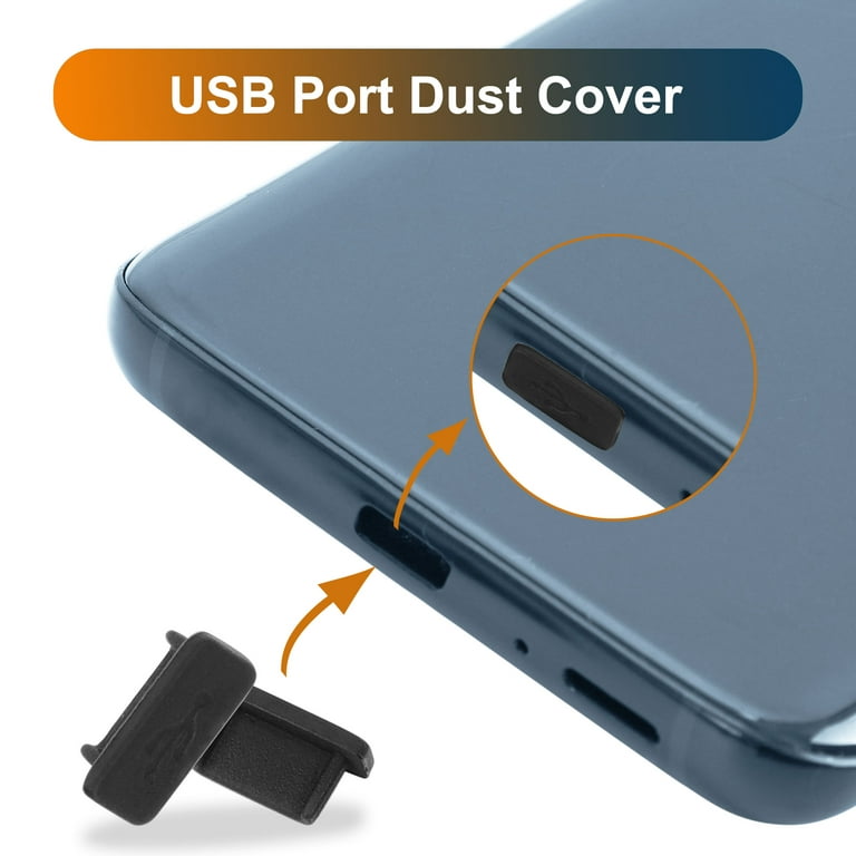 Phone Rubber Female Port Anti Dust Cover Cap Protector Black 11mm Long  20pcs for USB Type C