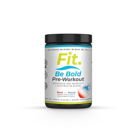 Fit. Be Bold Pre-Workout | 250 mg Caffeine and 2g Beta Alanine Performance Blend | Pump, Energy, Strength | Citrulline Malate, Beta Alanine, and Taurine for Focus | Blast Off Punch | 25 Servings