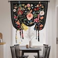 thumbnail image 4 of Tie Up Curtains for Windows Black Floral Valance Adjustable Balloon Curtain Farmhouse Vintage Flower Tie Up Shades for Kitchen Living Room Bedroom Privacy Curtain Drape 34x45 Inch, 4 of 9