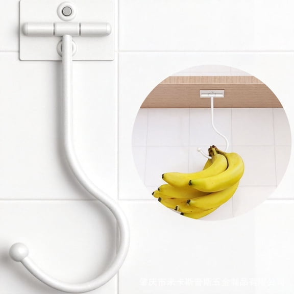 ACDANC Banana Hook under Cabinet: Foldable Banana Hanger Adhesive,Hanging Banana Holder,Stick On,Premium Material,Can Hold 20 Bananas,White