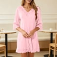 thumbnail image 2 of yillto Womens Lace Nightgown 3/4 Sleeve Sleepwear Nightshirts V Neck Comfy Nightdress Nightgowns, 2 of 7