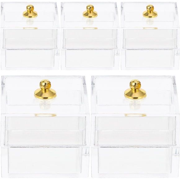 Shisuyan Transparent Mini Storage Boxes for Decor Made of Plastic Great for Mini House Accessories 5 Pieces