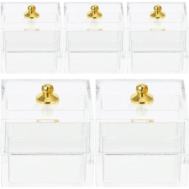 Shisuyan Transparent Mini Storage Boxes for Decor Made of Plastic Great for Mini House Accessories 5 Pieces