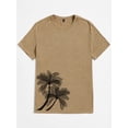 thumbnail image 3 of Whichone Men's Casual Streetwear Shirt Coconut Tree Graphic T-shirt Large Brown, 3 of 8