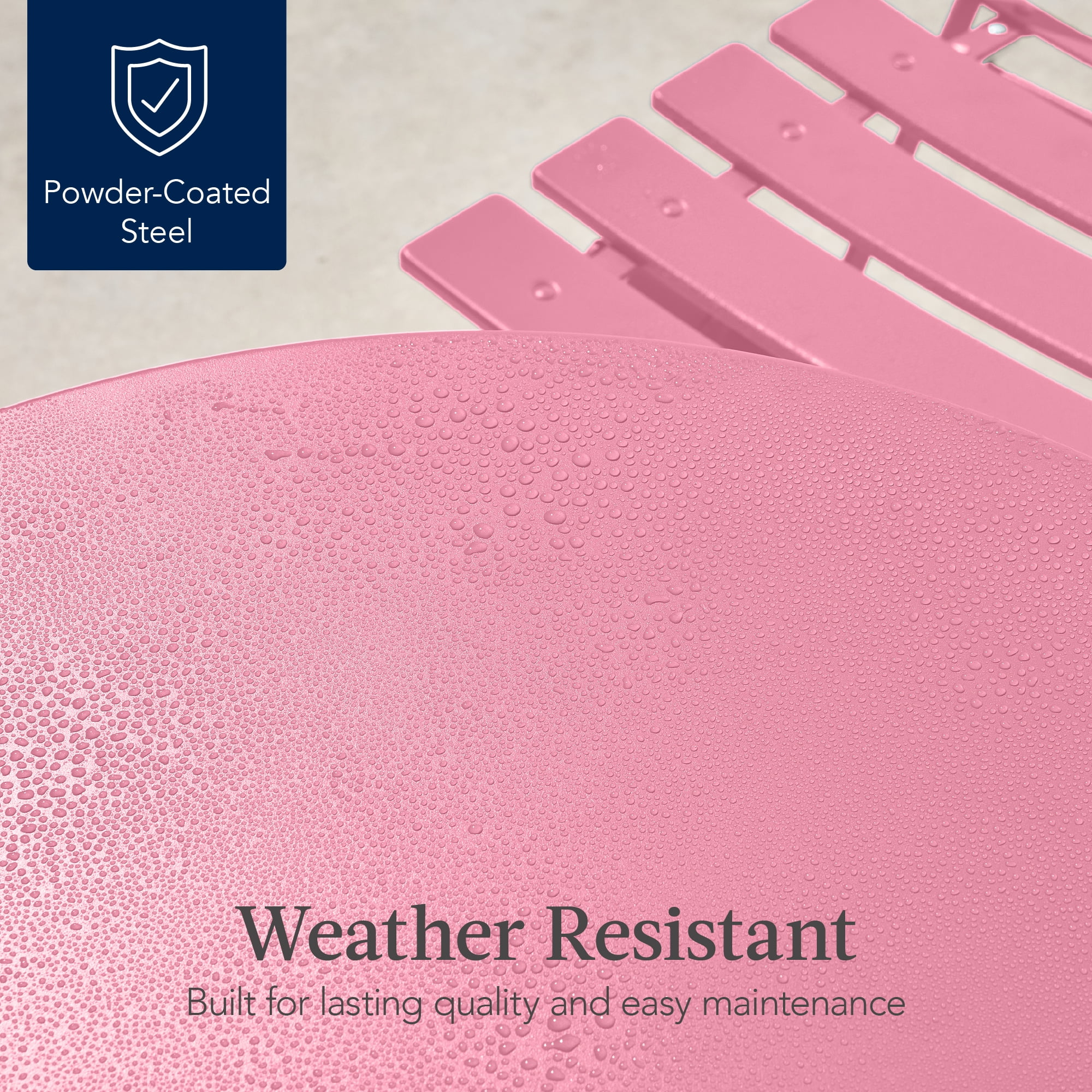 Best Choice Products 3-Piece Small Bistro Set, Folding Patio Furniture Set of 2 Chairs and Table - Pink