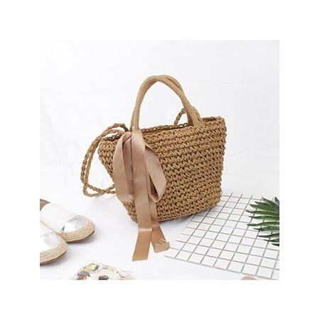 Meigar Women / Girls Weave Straw Bag - Beach Tote Handbag - Basket Shoulder Bag Summer Best (Best Handbags With Compartments)