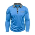 thumbnail image 4 of Kakii Men's Polo Shirts Long Sleeve Casual Fashion Polo Tee Shirts Color Block Slim Fit Golf Polo Shirt with Pocket, 4 of 8