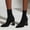 Black, variant on Women's Casual Mid-Calf Sock Boots,Pointed Toe,Elastic Knitted Stretch Fabric,Comfortable Block Heel,Breathable Flexible Fit for Daily Wear,Commuting,Dinners,Casual Light Formal Events Brown