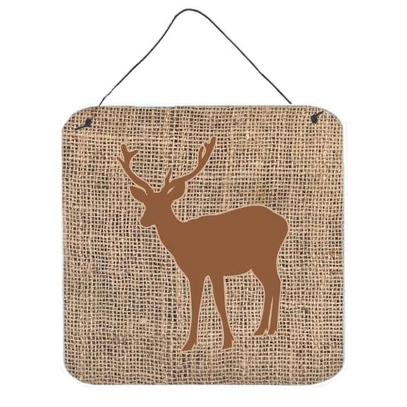 Deer Burlap And Brown Aluminium Metal Wall Or Door Hanging Prints