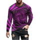 thumbnail image 2 of Blusas y camisas de manga larga con cuello redondo para hombre, blusa informal de manga larga con cuello redondo y estampado de rayas, blusa de poliéster para hombre, 2 of 5
