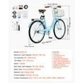 thumbnail image 5 of KFFKFF 26" Cruiser Bike,Single Speed,Pale Azure Coastal Cycle with Spacious Basket and Back Stand, Safe & Robust Bicycle with Modifiable Saddle,Adult Version, 5 of 9