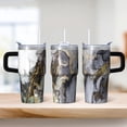 thumbnail image 2 of 20oz Geometric Textured Double Wall Tumbler, Stainless Steel Insulated Travel Coffee Mug with Handle Leak Proof Lid, 2 of 5