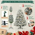 thumbnail image 6 of CAPHAUS 4.5 Feet Full Artificial Pre-Lit Snow Flocked Christmas Tree w/ 398 Branch Tips Pre-Hinged & Foldable Stand, 200 LED Lights, Fake Flocked Xmas Tree for Indoor, Office, Party, Holiday, 6 of 9