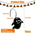 thumbnail image 2 of LAMIRO Halloween Shower Curtain Hooks S Shape Ghost Cute Heavy-Duty Shower Curtain Hooks Hold 5Kg Rust-Resistant Puch-Free Shower Rings Clothes Hangers for Kitchen Curtain Hangers-Black-12 Pcs, 2 of 7