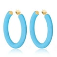 thumbnail image 4 of Gold Plated Sterling Silver Chunky Thick Multicolor Resin Open Hoop Earrings for Women - Available in Assorted Colors - 57mm and 37.5mm Size Options, 4 of 7