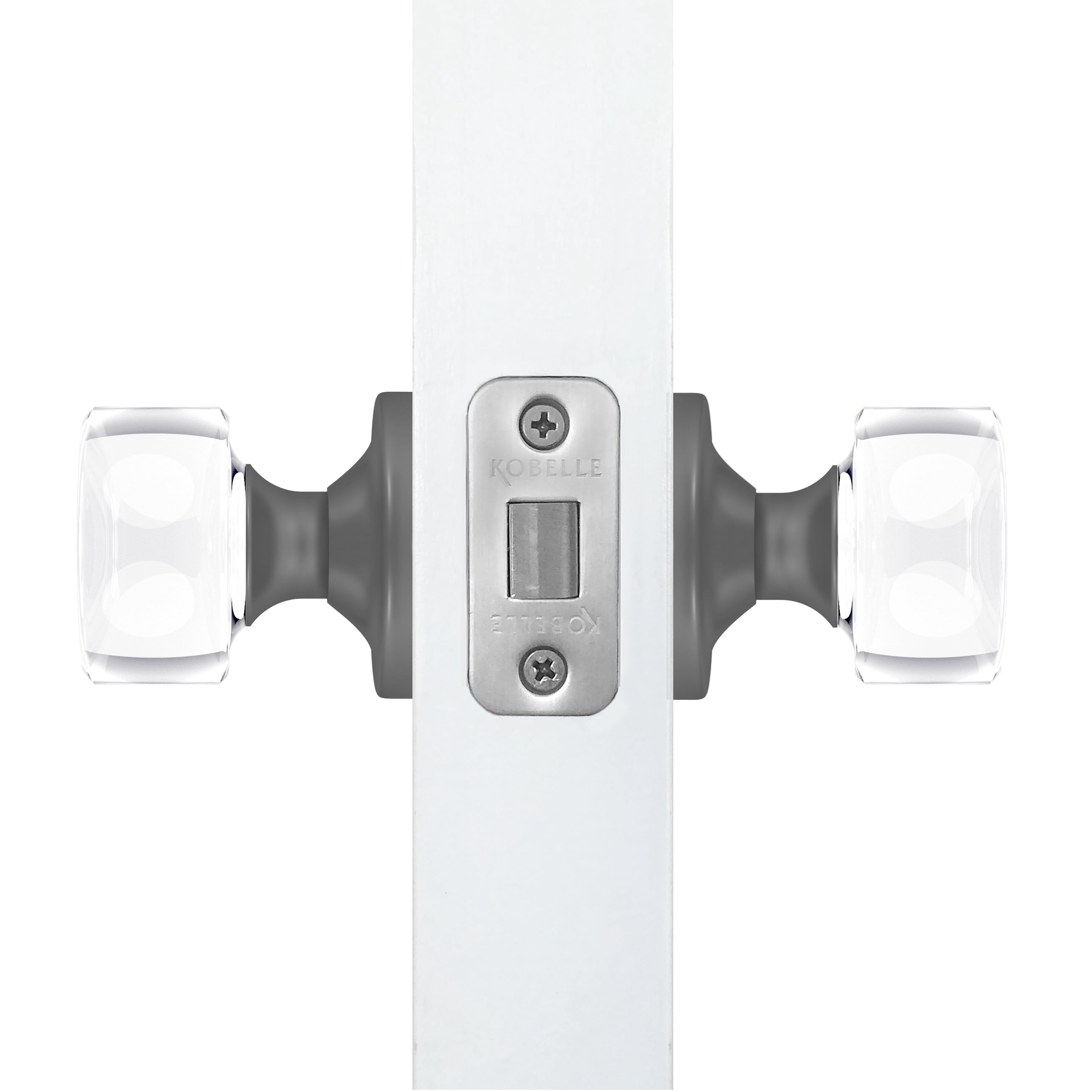 Passage Round Crystal Door Knobs Dark Grey Round Rosette