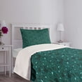 thumbnail image 5 of Ambesonne Turquoise Quilted Bedspread Set 2 Pcs, Baroque Inspired Foliage, Twin Size, Teal, 5 of 6