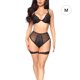 thumbnail image 1 of Conjunto de ropa interior con cinturón de liga sexy para mujer Ropa de dormir de lencería de flores de encaje, Negro, M Inevent XX000077-03, 1 of 7