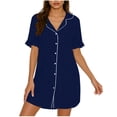 thumbnail image 3 of AnuYalue Nightgowns for Women Button Down Sleep Shirts Short Sleeve Dress Girlfriend Sleepwear Solid Color Soft Dresses, 3 of 7