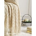 thumbnail image 5 of CREVENT Home Decor Rústico Sofá Silla Cama Manta, Suave, Cálida y Ligera en Primavera Verano (50''X60'' Beige/Marfil), 5 of 5