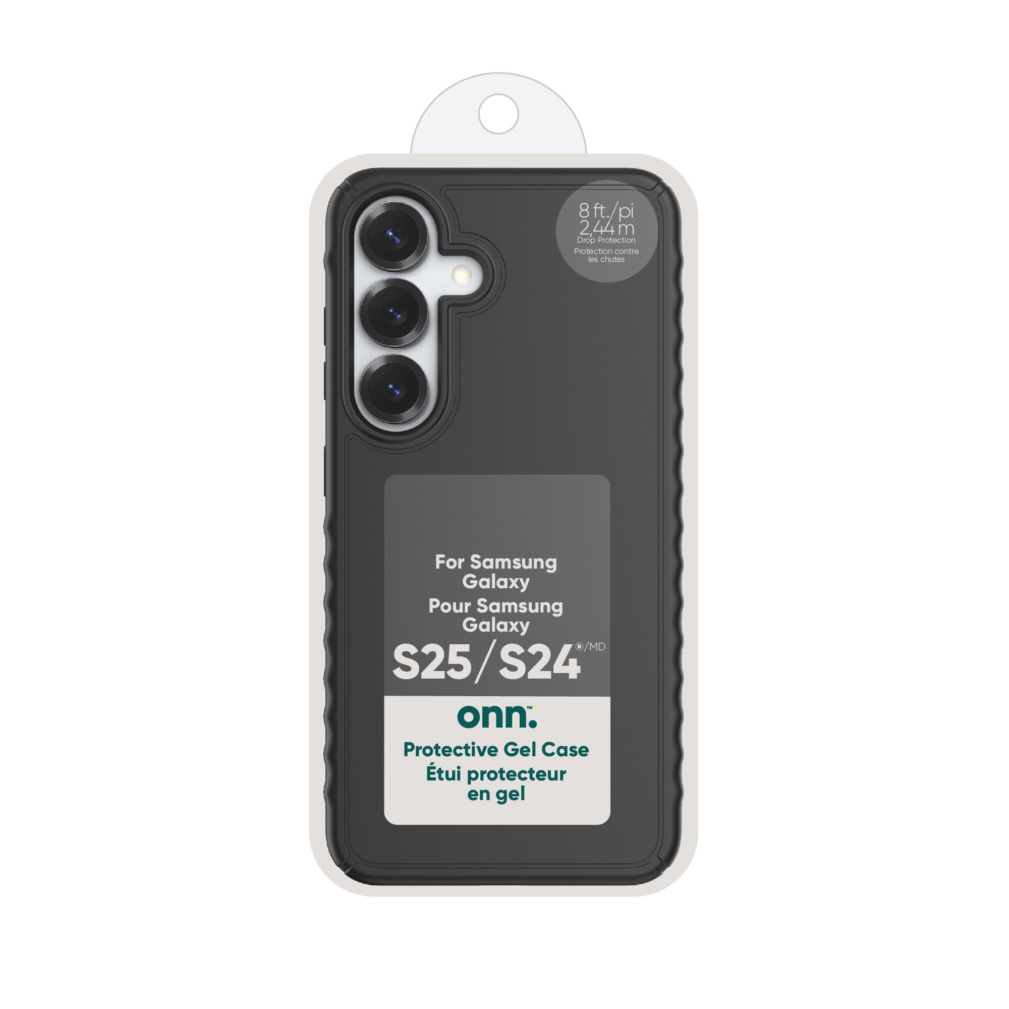 Étui protecteur en gel avec protège-coins pour Samsung Galaxy S25 / S24, noir d’onn. Testé contre les chutes de 2,44 m/8 pi