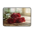 thumbnail image 5 of Bath Curtain & 60x72in Non-Slip Bath Mat Set 12-Grommet Shower Curtain Memory Foam Bath Rug Roses on Wooden Table, 5 of 8