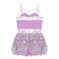 thumbnail image 6 of YiZYiF Kids Girls Sequin Fringe Boyleg Jumpsuit Adjustable Straps Shiny Metallic Latin Dance Cha-cha Dance Leotard Lavender 10, 6 of 7