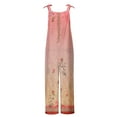 thumbnail image 5 of Womens Printed Jumpsuits Overalls Wide Leg Casual Summer Outfits Linen Rompers Jumpers Sleeveless Straps 2025 Clothes Pink XL, 5 of 5