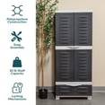 thumbnail image 4 of Sunnydaze Lockable Adjustable 57.5" Plastic 3-Shelf 1-Drawer Freestanding Storage Cabinet, Charcoal with Gray Trim, 4 of 20