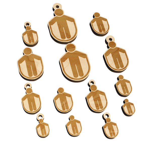 Jump Rope Fitness Wood Mini Charms Shapes DIY Craft Jewelry - No Hole - 12mm (26pcs)