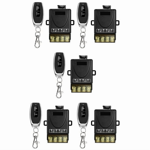 5X Interruptor de Control Remoto de Bomba de Agua de 433 MHz 220 V, MóDulo Receptor de 1 Canal 30A, Transmisor RF Inalámbrico de Encendido / Apagado para Luz LED