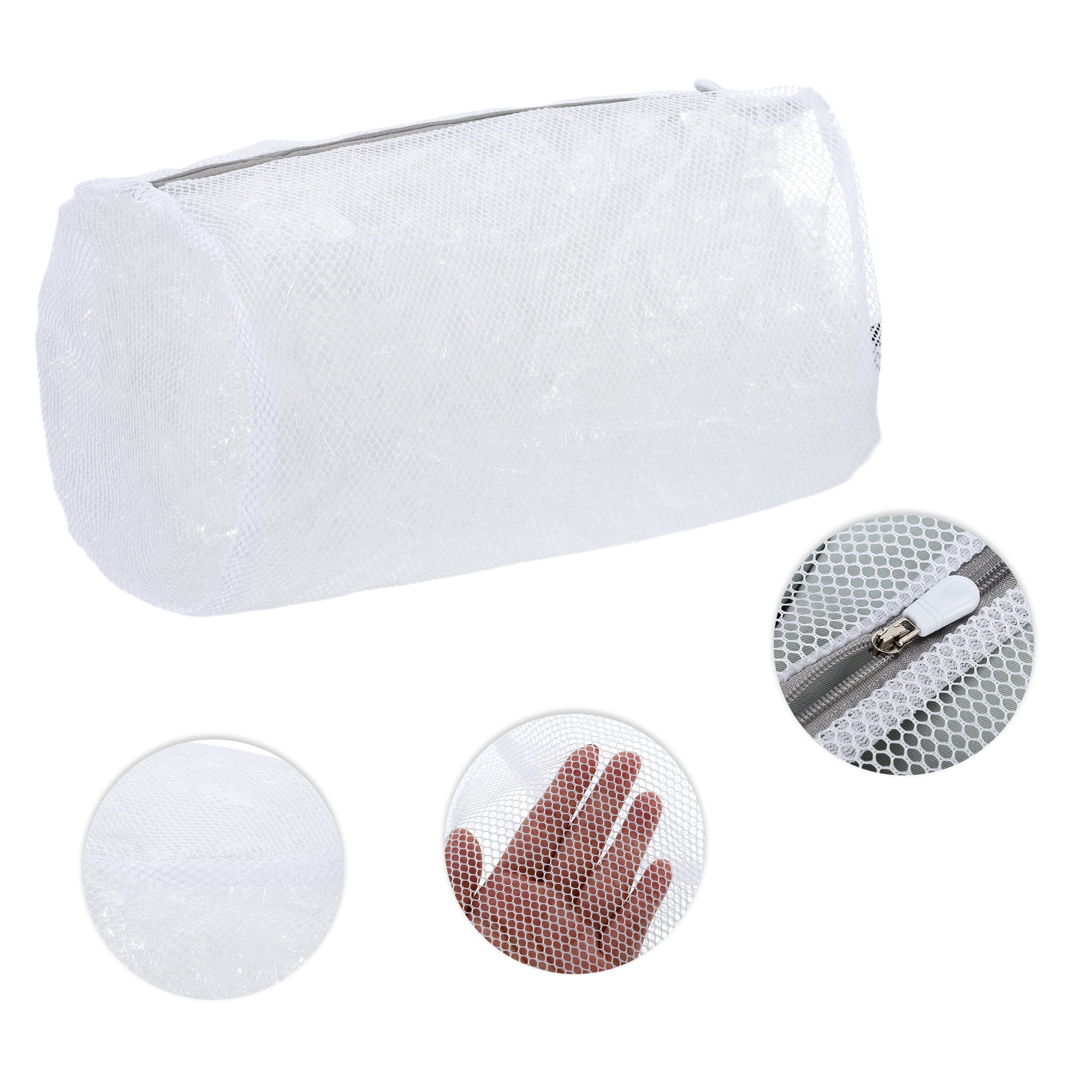 Unique Bargains Folding Thickened Mesh Laundry Bags 12.99"x8.66" White 1 Pc