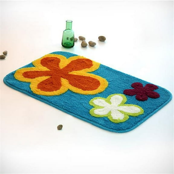 Dancing Flowers - Royal Blue Kids Room Rugs 19.7 by 31.5 inches