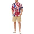 thumbnail image 2 of Lars Amadeus Men's Printed Button Down Short Sleeves Hawaiian Color Block Shirts, 2 of 6