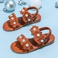 thumbnail image 2 of enyan Girls Summer Sandals Outdoor Beach Anti-Slip Rubber Soft Sole Newborn Toddler First Walker Shoes Toddler Summer Shoes Girl,Brown,Size 12, 2 of 6