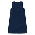 thumbnail image 4 of FYDUU Girls Sleeveless Summer Dress Solid Color V‑Neck Button Casual Dresses Lightweight Comfort Beach Sundress Kids Vacation Sundresses 5-6 Years, 4 of 4