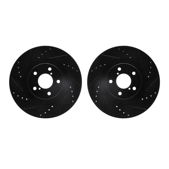 Dynamic Friction Company Front Brake Rotors-Drilled and Slotted-Black 8002-13000