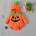 thumbnail image 5 of Baby Toddler Boy Pumpkin Long Sleeve Zipper Hooded Pumpkin Bodysuit Unisex Halloween Party Dress up Clothes Size 6-24 Months, 5 of 9