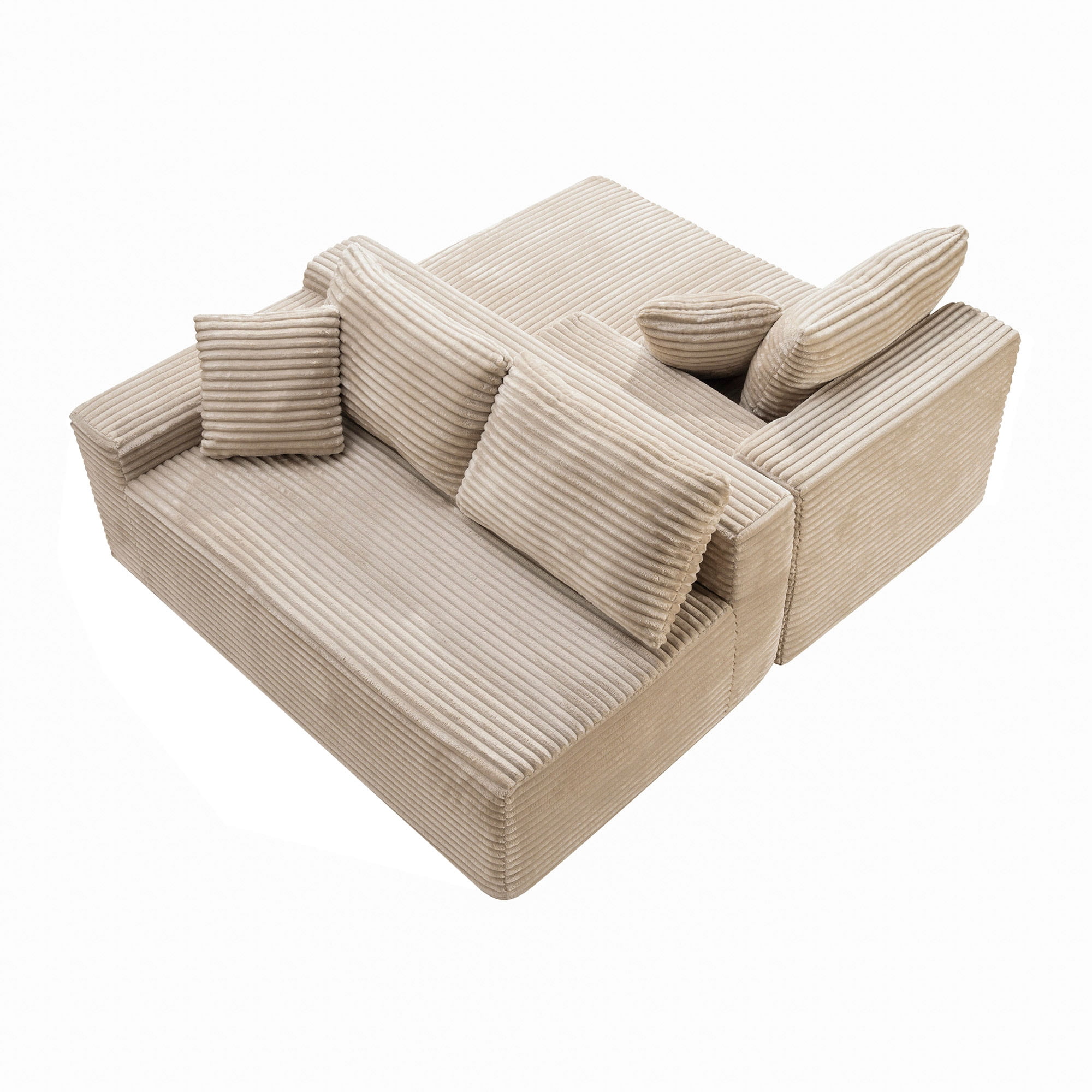 MOONMISS Small Modular Sectional Sofa with Movable Chaise and Ottoman,U-Shaped Boneless Cloud Couch for Living Room Apartment,Camel(Right Facing Chaise)
