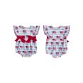 thumbnail image 2 of BemeyourBBs Newborn Baby Girl 4th of July Outfit Summer Bubble Romper Patriotic Independent Day Clothes Ruffle Sleeve American Flag Stripes Print Bodysuit Playsuit Fourth of July Outfits, 2 of 8