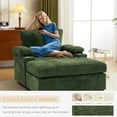 thumbnail image 4 of FFH Accent Chair, Modern Oversized Chair with Ottoman, Chenille Comfy Sofa Bed with Cup Holders, Charging Ports and Storage Space, Green, 4 of 13