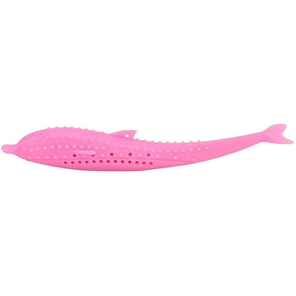Catfish Shape Toothbrush Molar Stick for Pet Cat Dog Teeth Cleaning Toys - Rose Red, 17x3cm