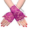 thumbnail image 2 of Women Girls Summer UV-Proof Driving Gloves Mesh Floral Lace Solid Color Fingerless Mittens for Wedding Opera Party, 2 of 5